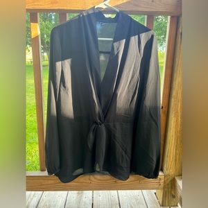 Black City Chic Sheer Blouse Size 14